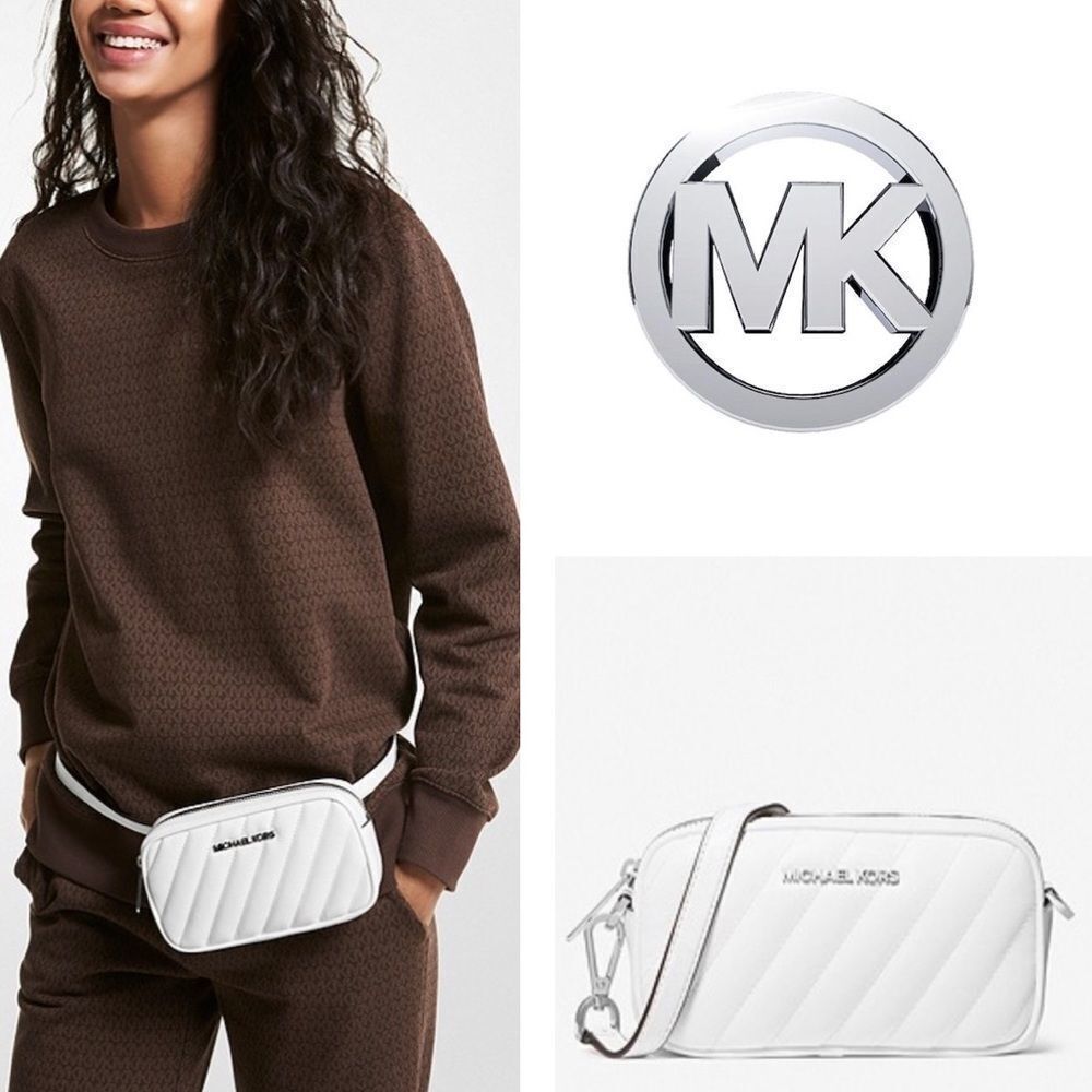 MK Rose Optic White Convertible Quilted Belt Bag